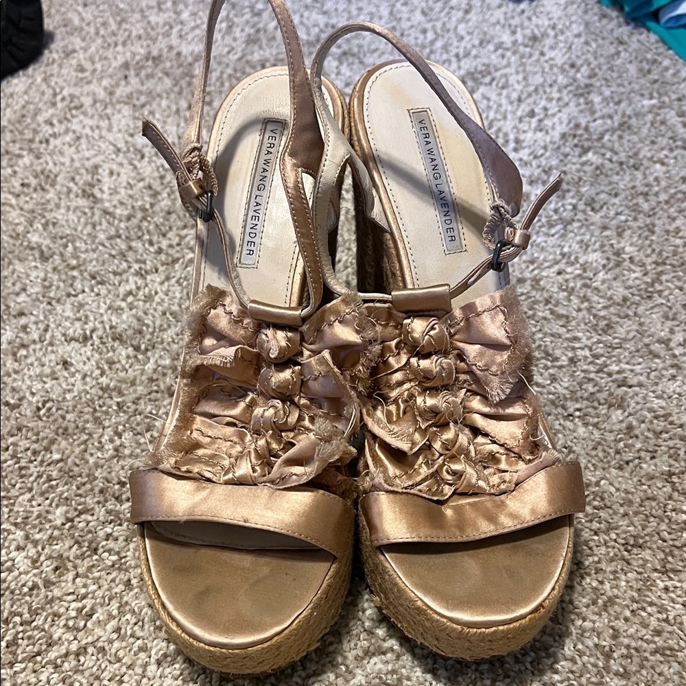 Vera Wang Lavender Pink Satin Wedges